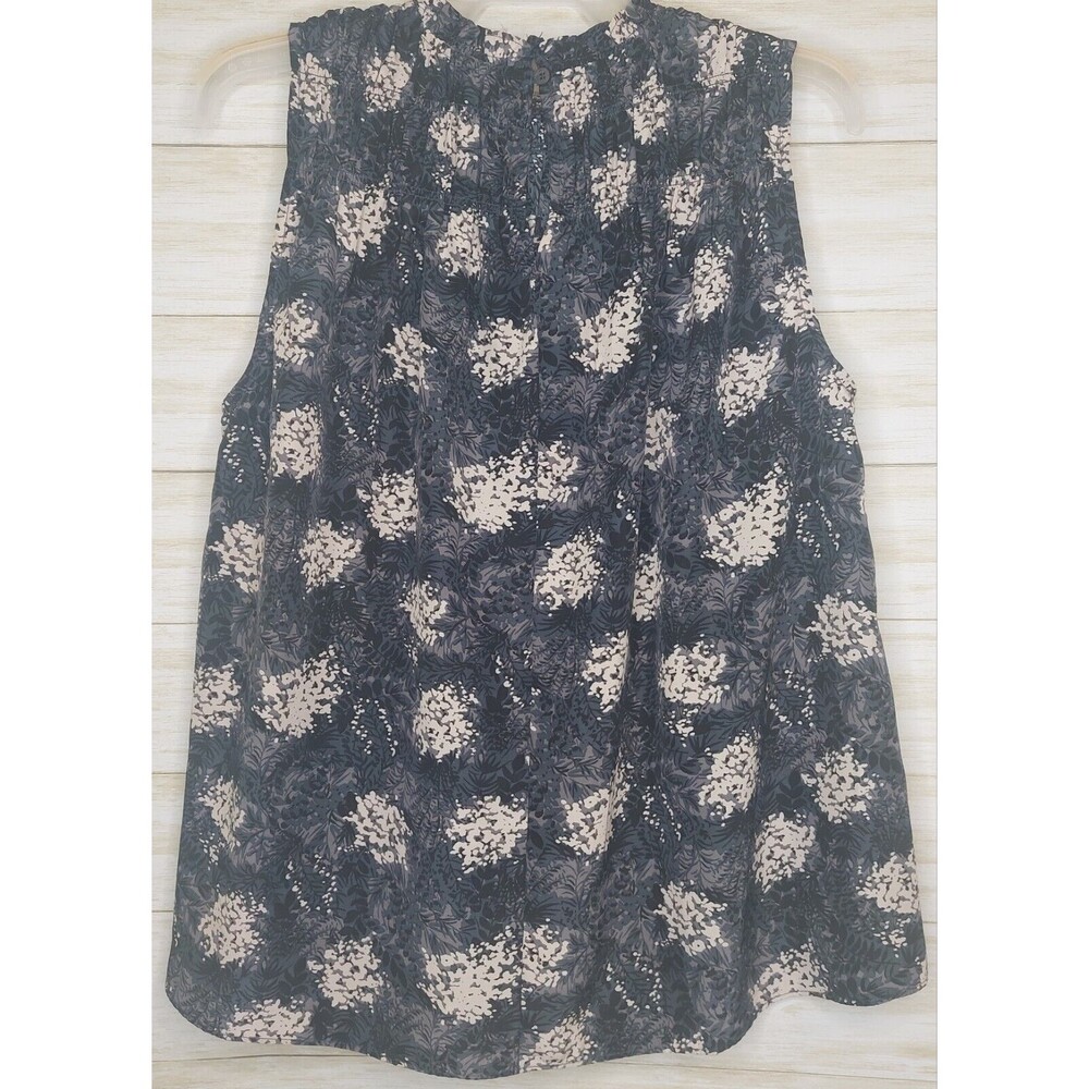 Joie Top Womens Large Blouse Sleeveless Ruffle High Neck Baltic Print - Picture 2 of 8